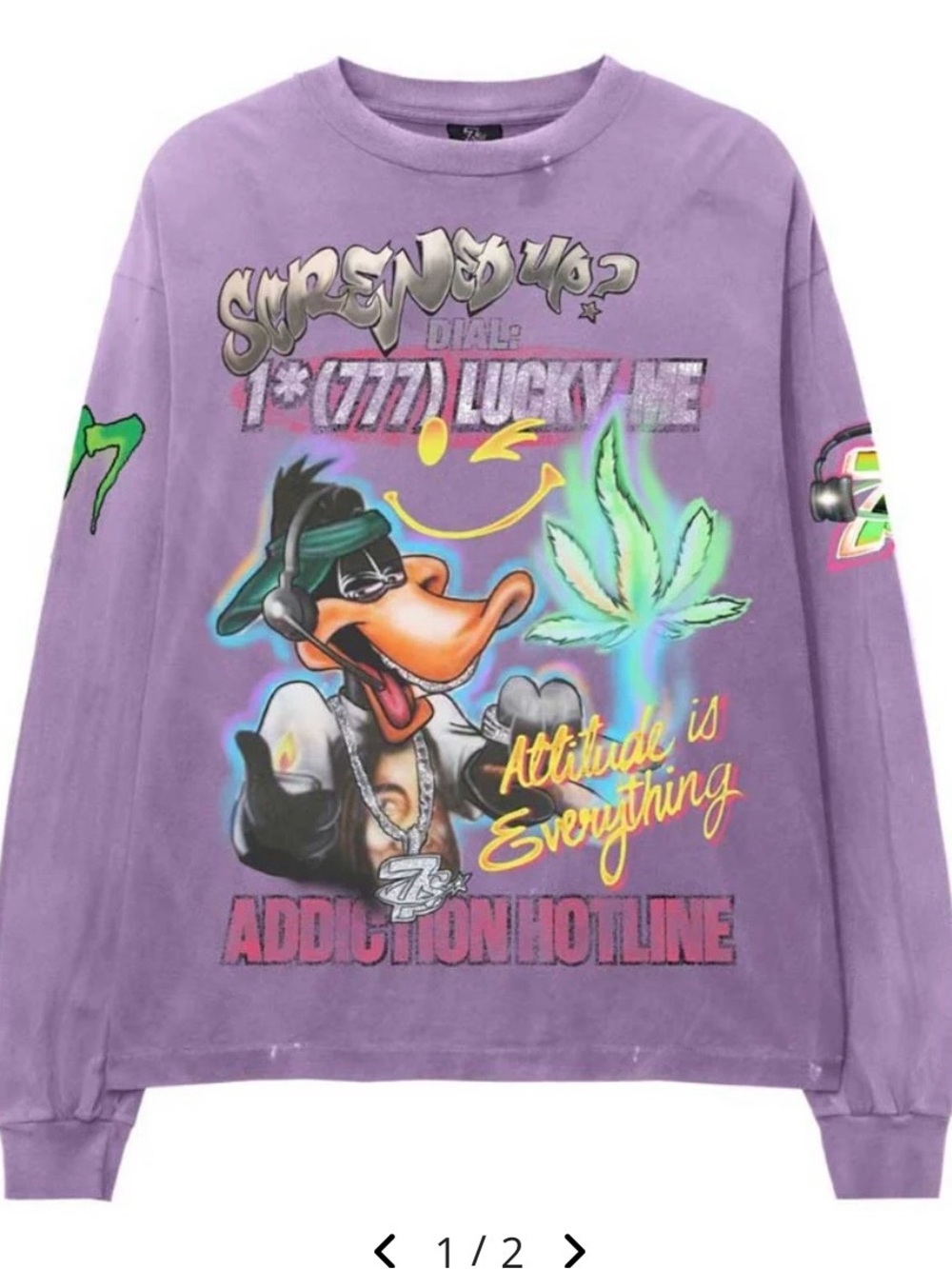 Graphic Long Sleeve Tee - Purple "Attitude is Everything"